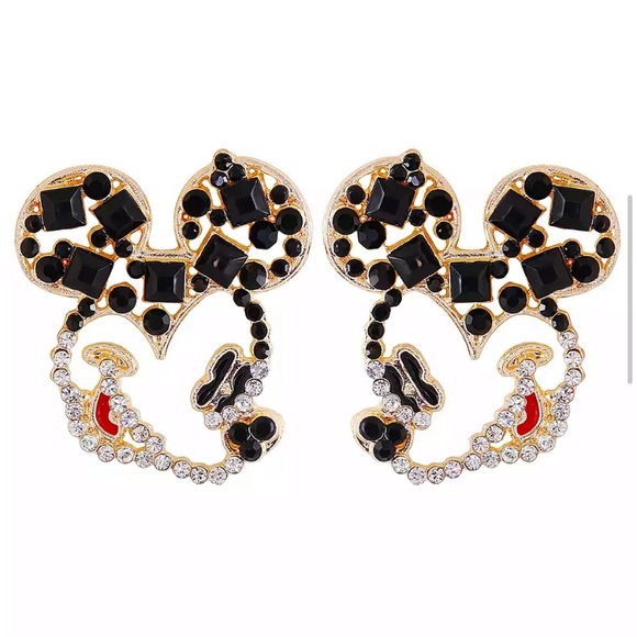 Mickey Mouse Black Gemstone Earrings - Picture 2 of 3